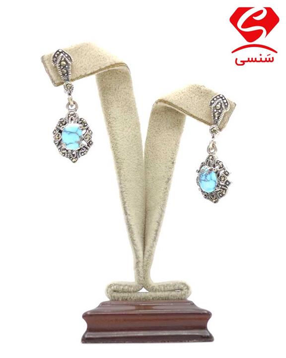 گوشواره نقره فیروزه زنانه کد 43